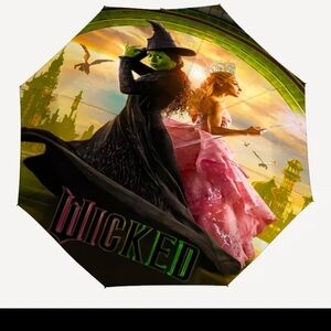 Beautiful Wicked Umbrella Last One, Regular Size, Pink, Green, and Black